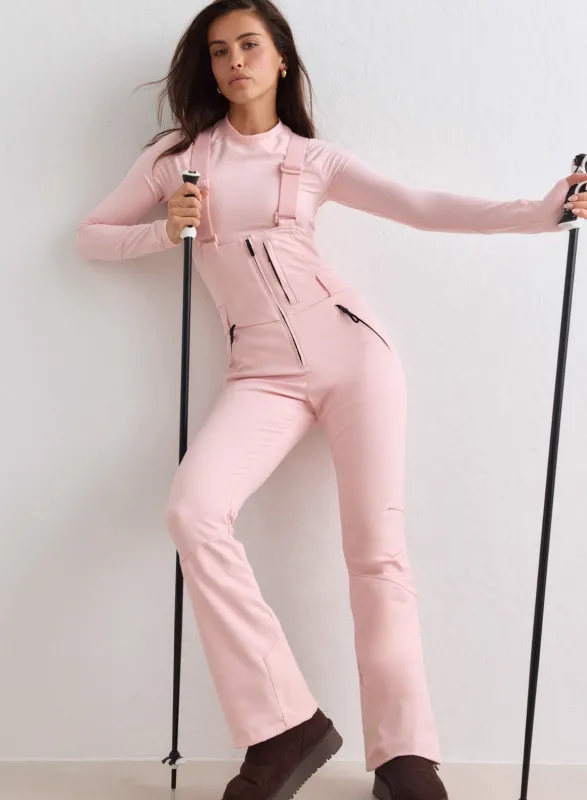 Pink Frost Stretch Thermo Bib Pants made by Aimn