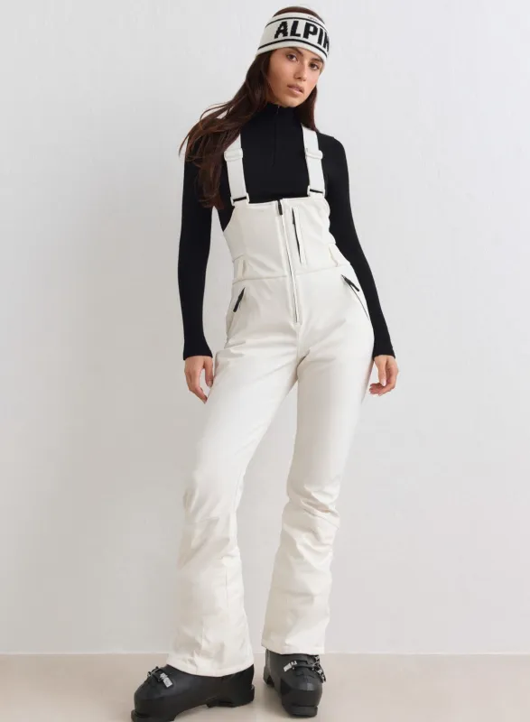 Off White Stretch Thermo Bib Pants made by Aimn