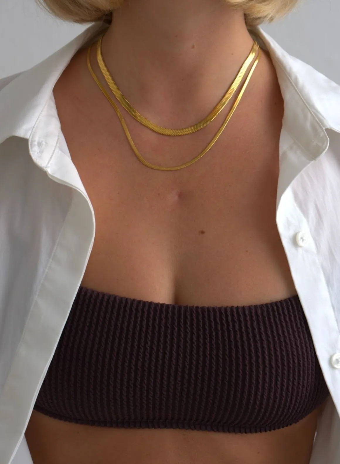 Gold Waterproof Double Necklace sold by Aimn