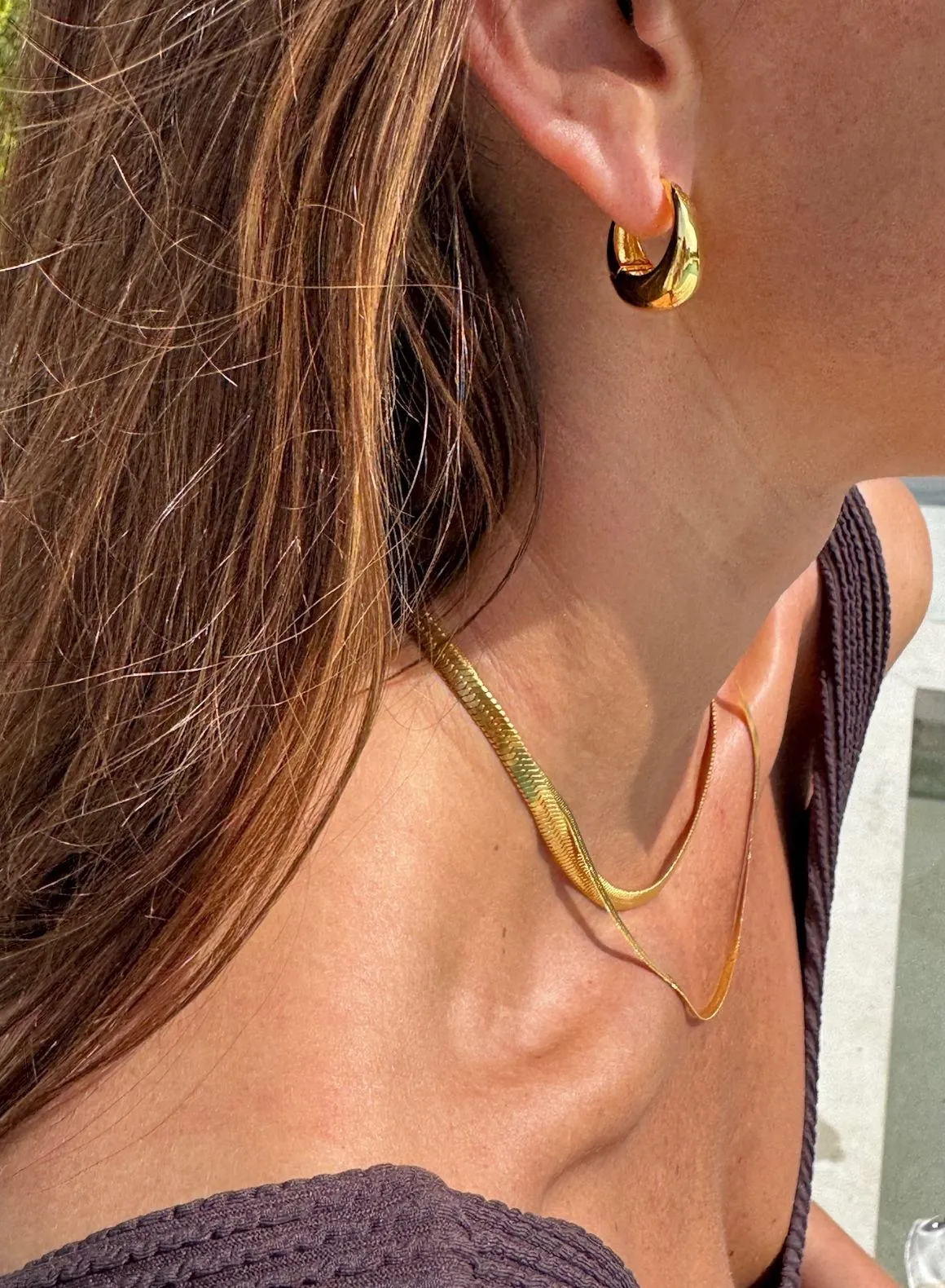 Gold Waterproof Double Necklace sold by Aimn product image thumbnail 3