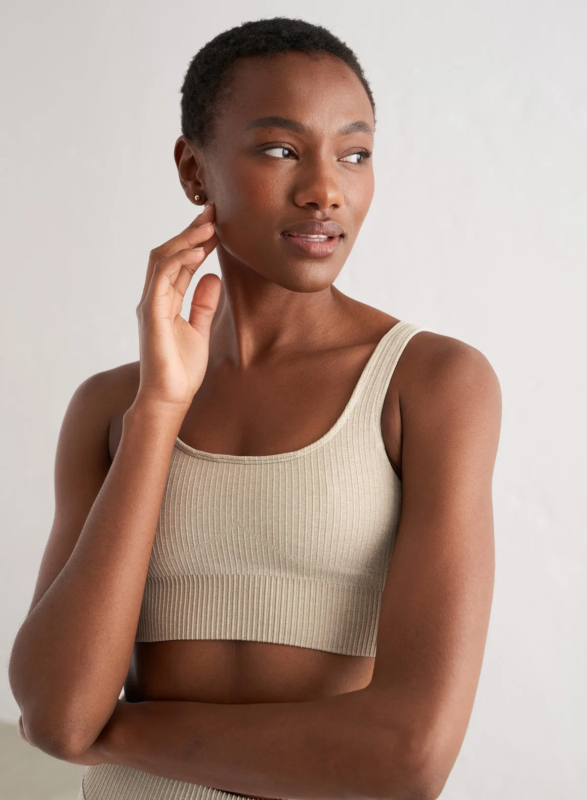 Beige Ribbed Seamless Bra sold by Aimn product image thumbnail 5