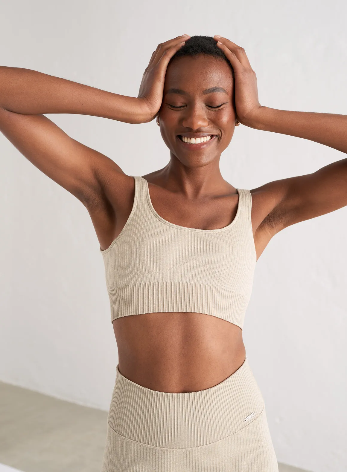 Beige Ribbed Seamless Bra sold by Aimn product image thumbnail 2