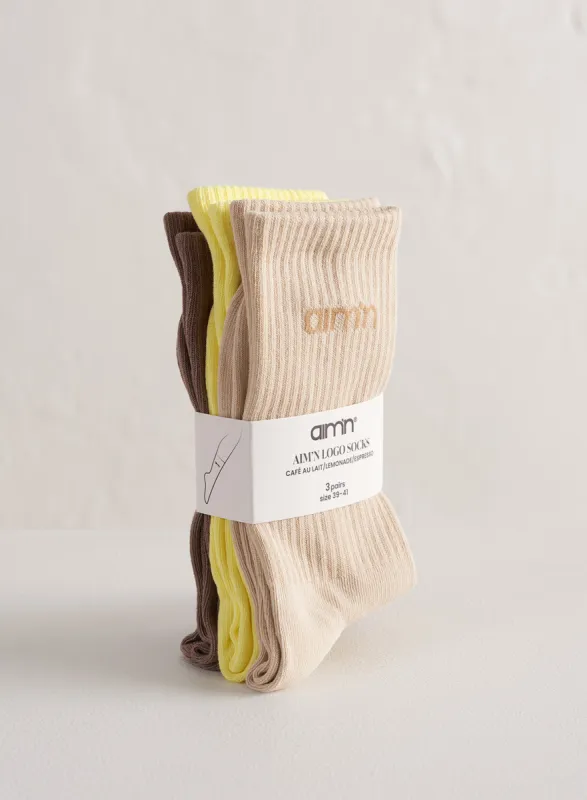 Café Au Lait/Lemonade/Espresso aim'n Logo Socks 3-pack sold by Aimn