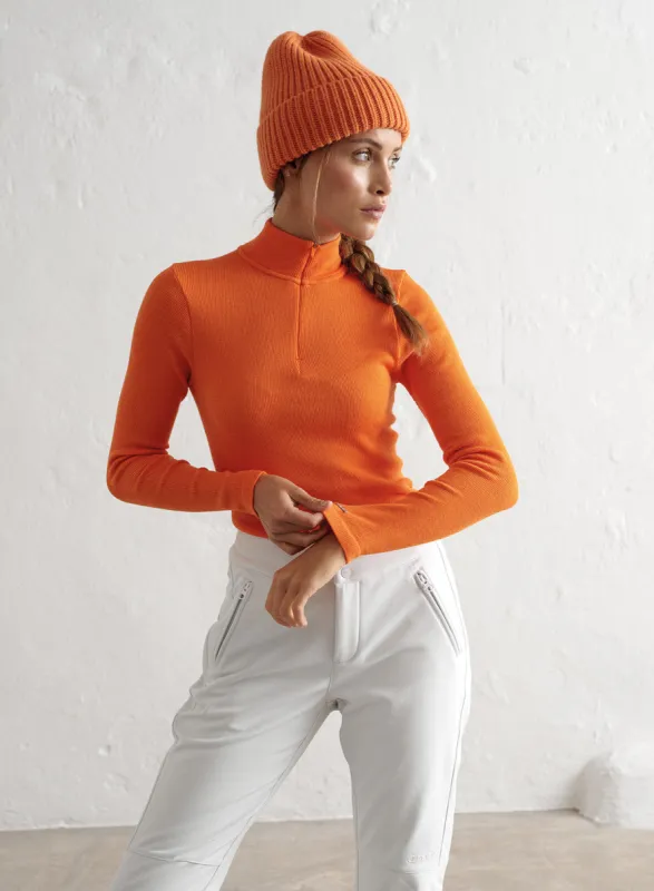 Orange Ribbed Wool Half Zip sold by Aimn