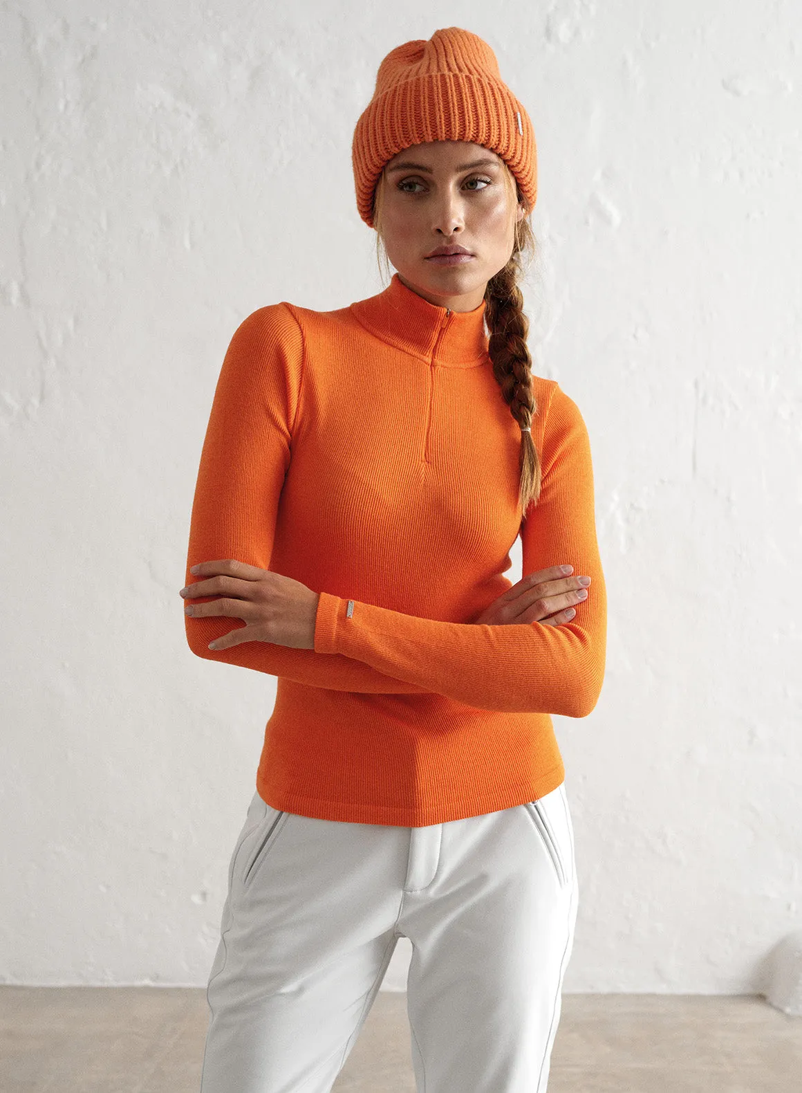 Orange Ribbed Wool Half Zip sold by Aimn product image thumbnail 4