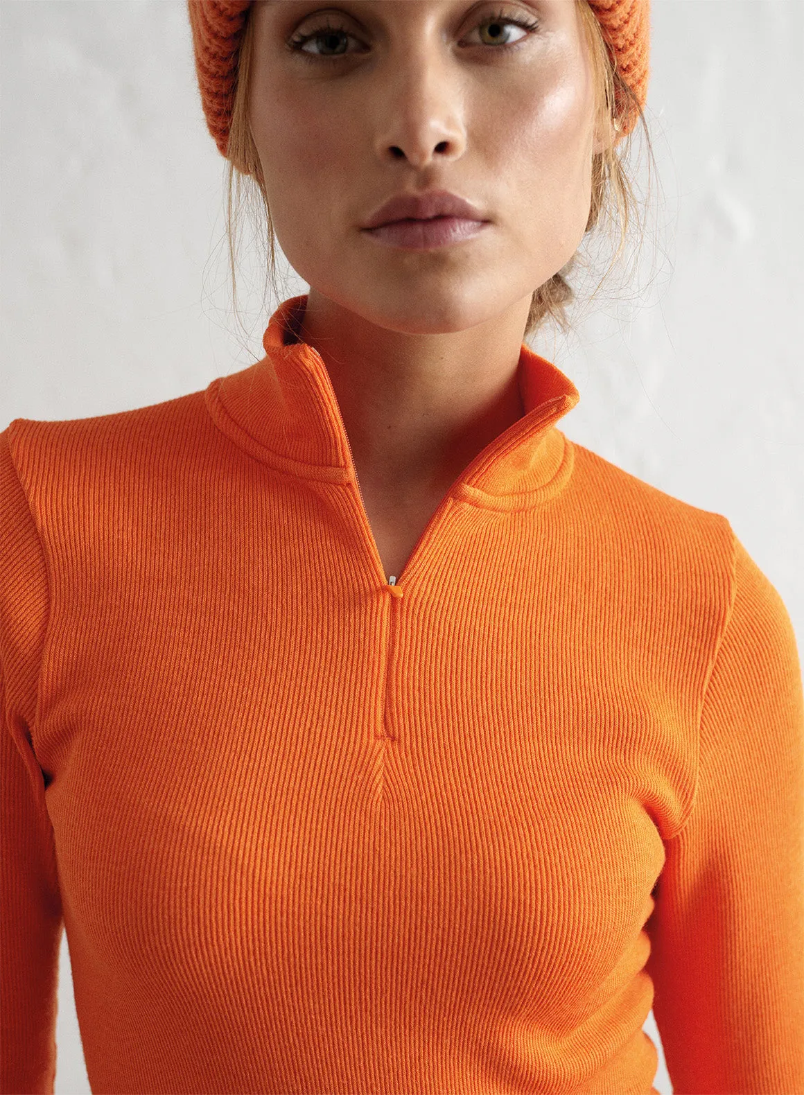 Orange Ribbed Wool Half Zip sold by Aimn product image thumbnail 2
