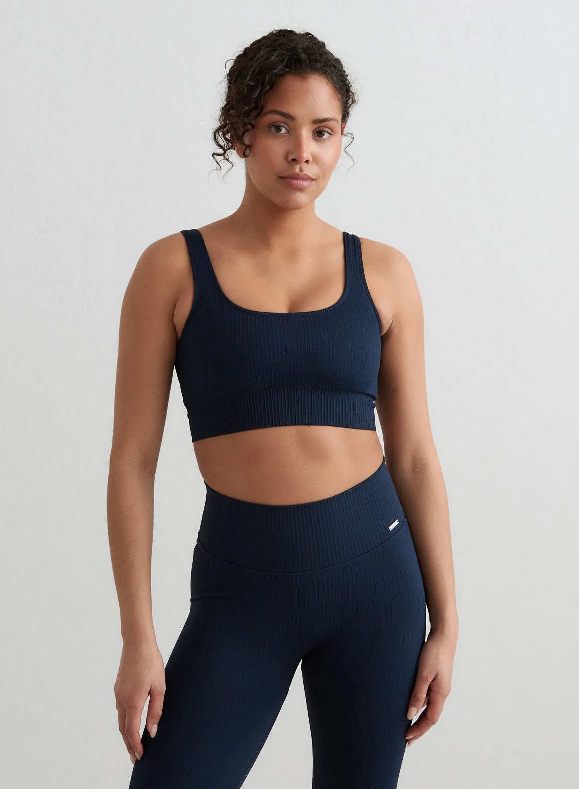 Navy Ribbed Seamless Bra sold by Aimn product image thumbnail 3