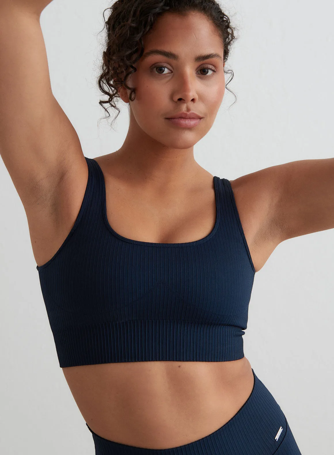 Navy Ribbed Seamless Bra sold by Aimn