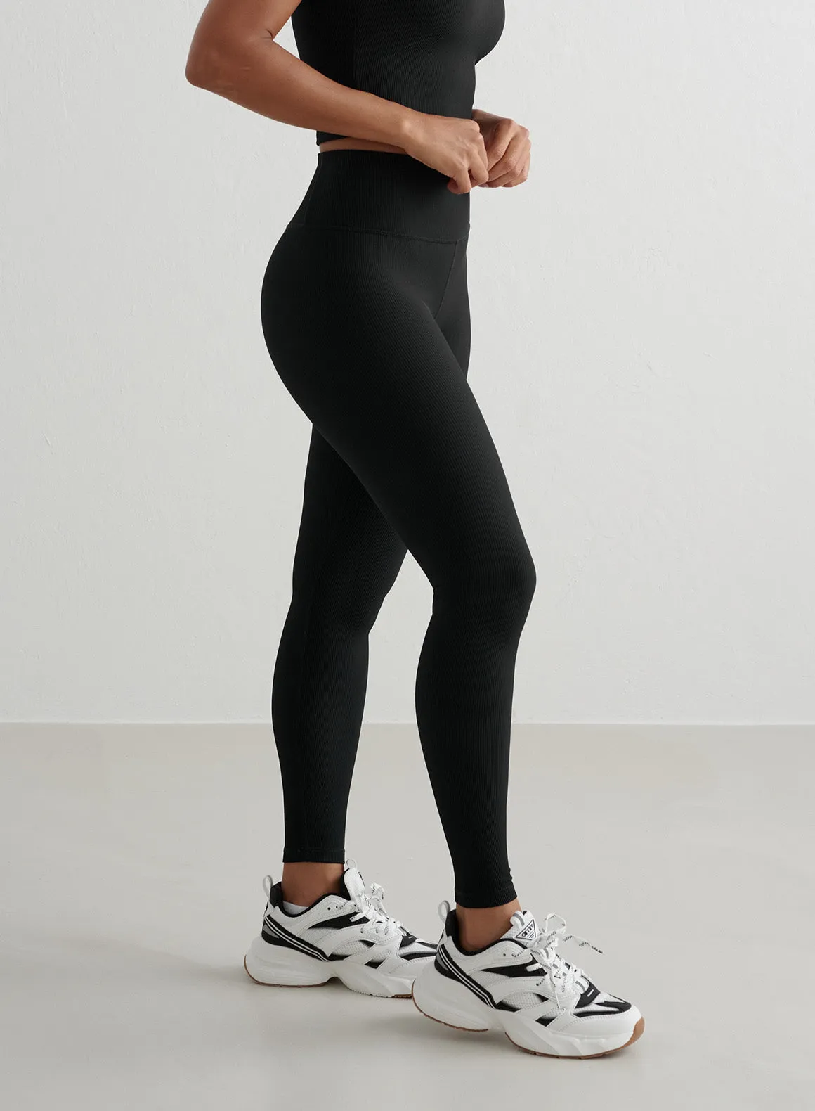 Black Ribbed Performance Tights sold by Aimn product image thumbnail 5