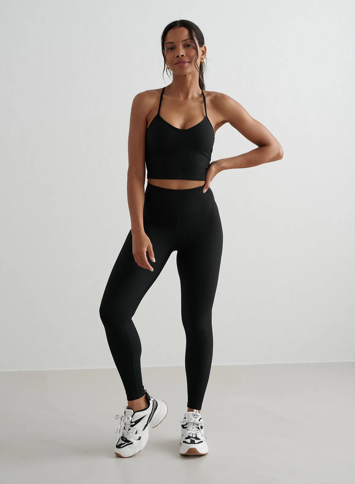 Black Ribbed Performance Tights sold by Aimn product image thumbnail 4