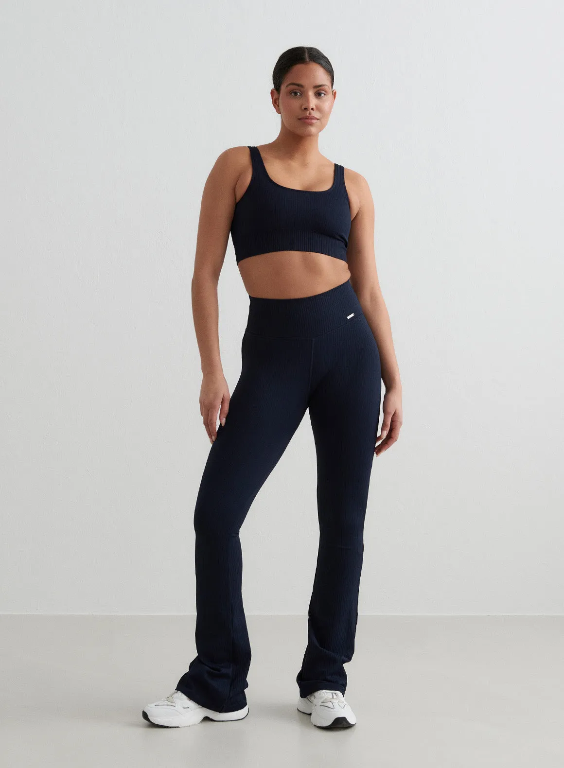 Navy Ribbed Seamless Flare Tights sold by Aimn product image thumbnail 2