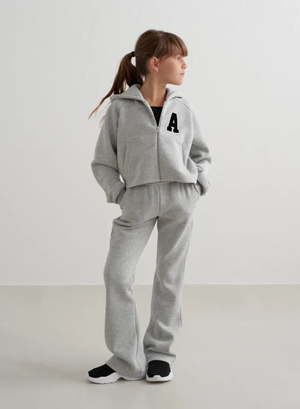 Grey Melange Young Flare Sweatpants sold by Aimn