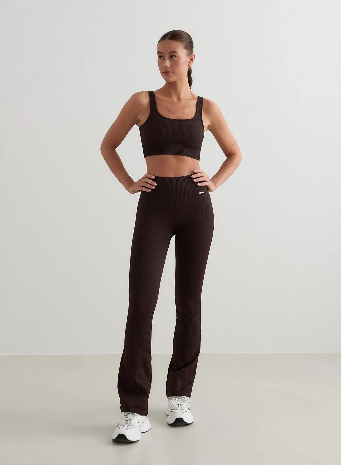 Cacao Ribbed Seamless Flare Tights sold by Aimn product image thumbnail 3