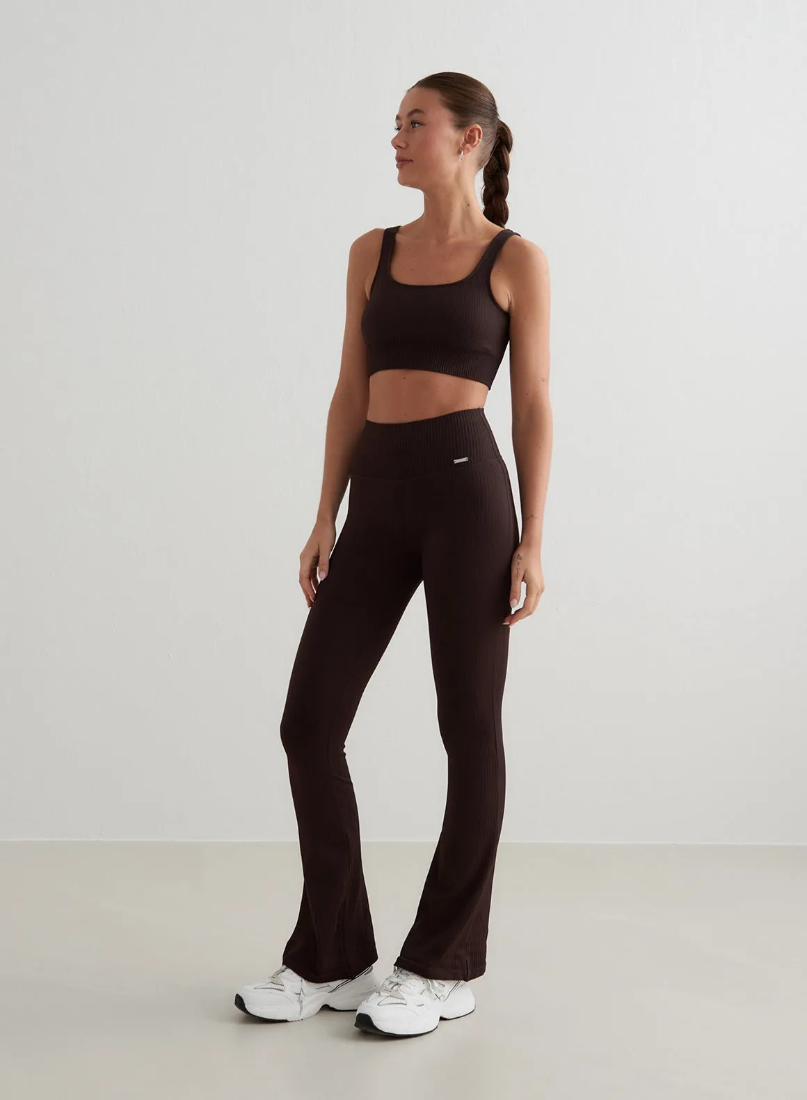 Cacao Ribbed Seamless Flare Tights sold by Aimn product image thumbnail 5