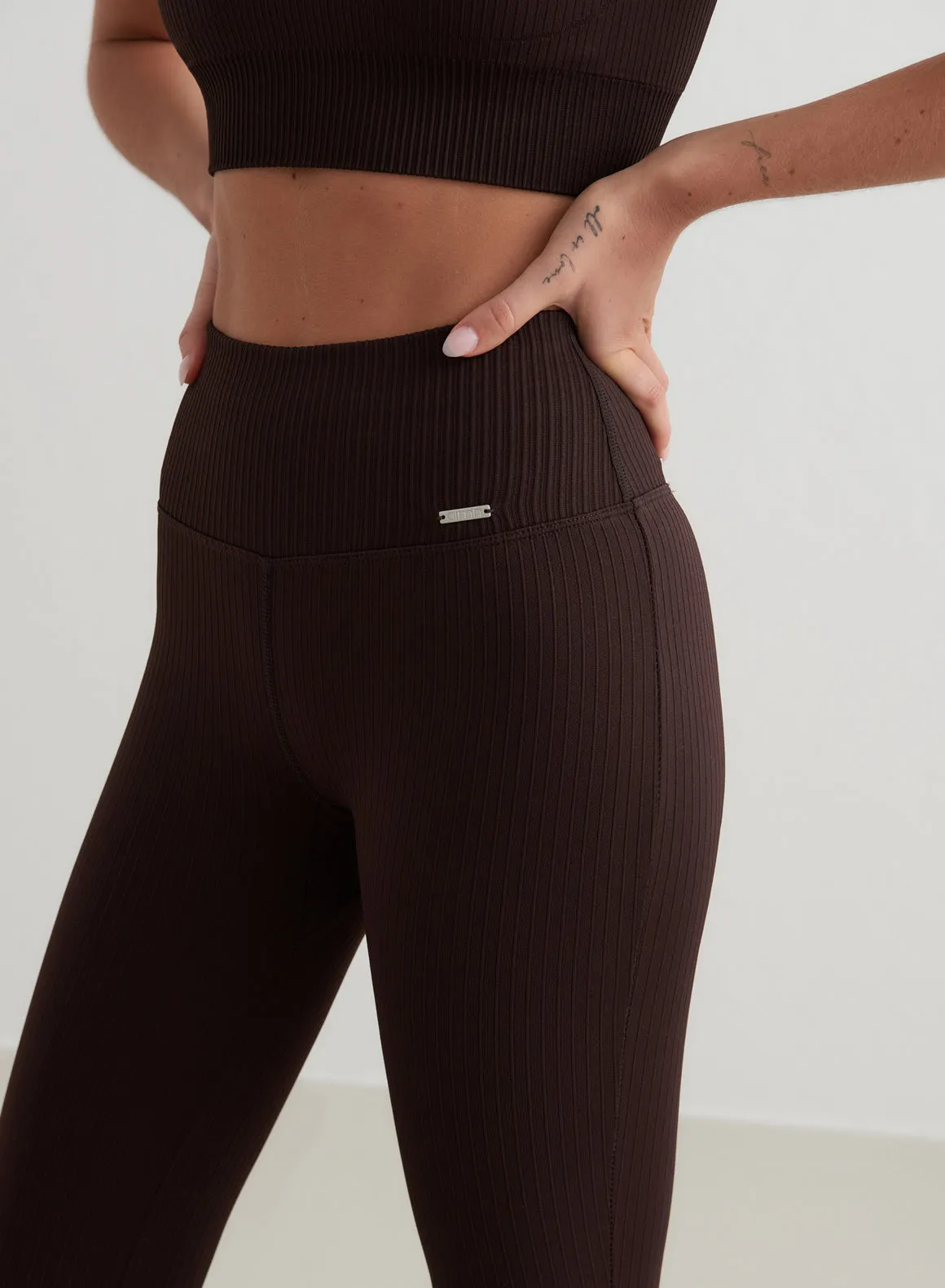 Cacao Ribbed Seamless Flare Tights sold by Aimn product image thumbnail 4