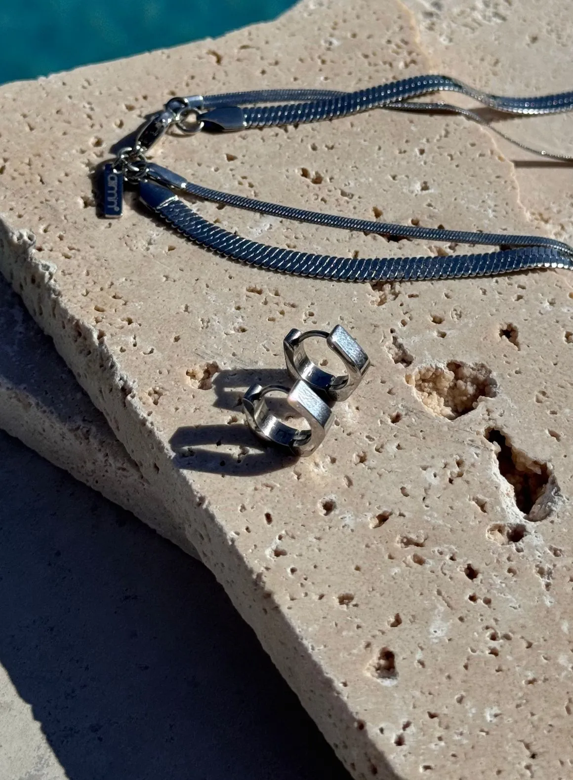 Silver Waterproof Angle Hoop Earrings sold by Aimn product image thumbnail 2