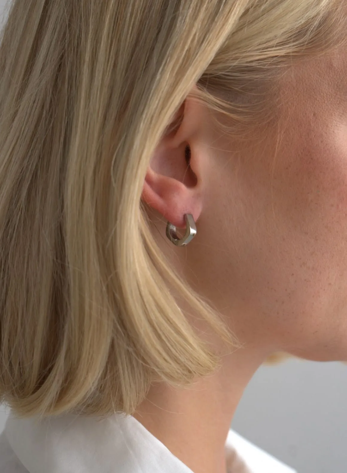 Silver Waterproof Angle Hoop Earrings sold by Aimn