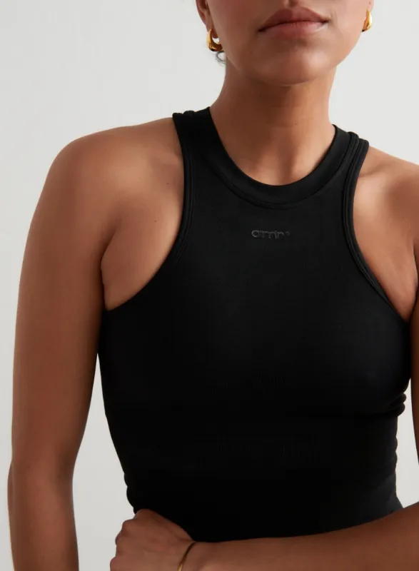 Black Shape Seamless Racerfront Top sold by Aimn