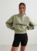 Pale Khaki Varsity Sweat Half Zip sold by Aimn