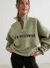 Pale Khaki Varsity Sweat Half Zip sold by Aimn