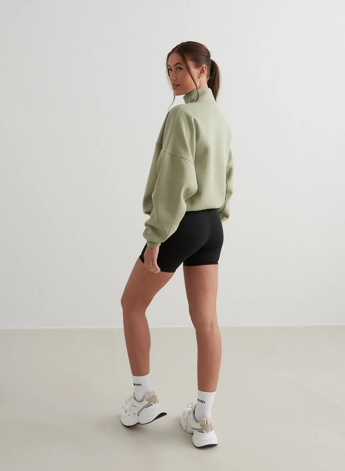 Pale Khaki Varsity Sweat Half Zip sold by Aimn product image thumbnail 4