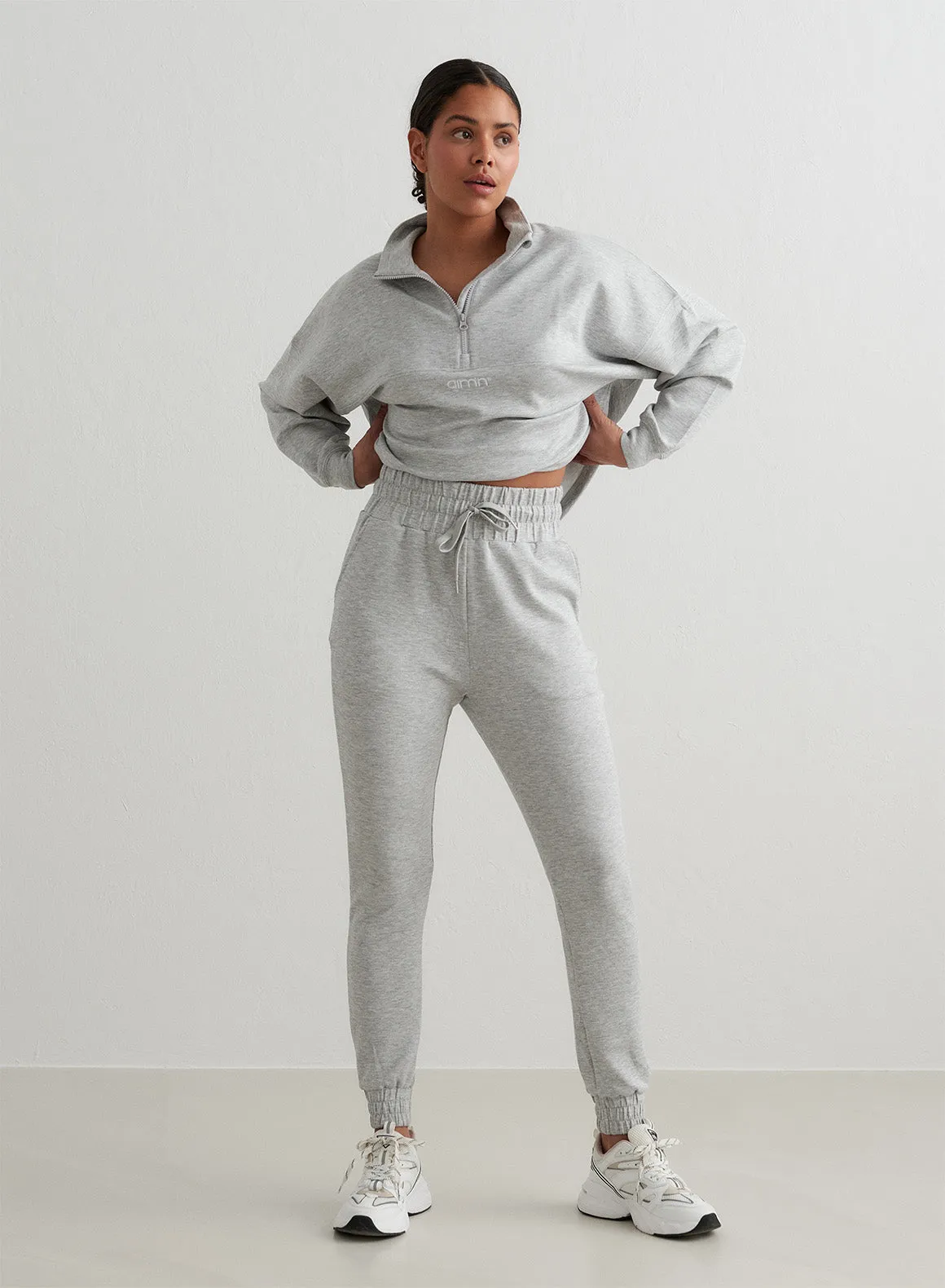 Shadow Grey Light Grey Melange Comfy Sweatpants sold by Aimn product image thumbnail 4