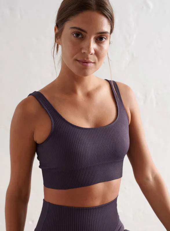 Plum Ribbed Seamless Bra sold by Aimn