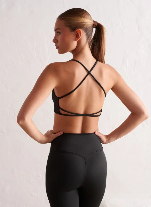 Black Strappy Core Bra sold by Aimn