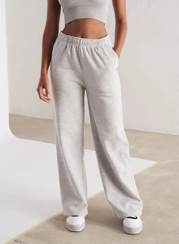 Light Grey Melange Straight Fit Sweatpants sold by Aimn