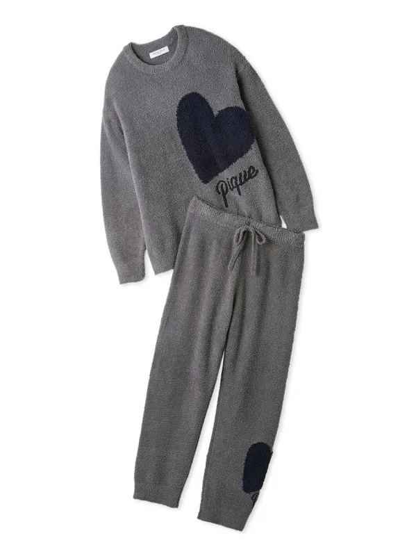 Mens Heart Jacquard Pullover & Long Pants Set made by Gelato Pique