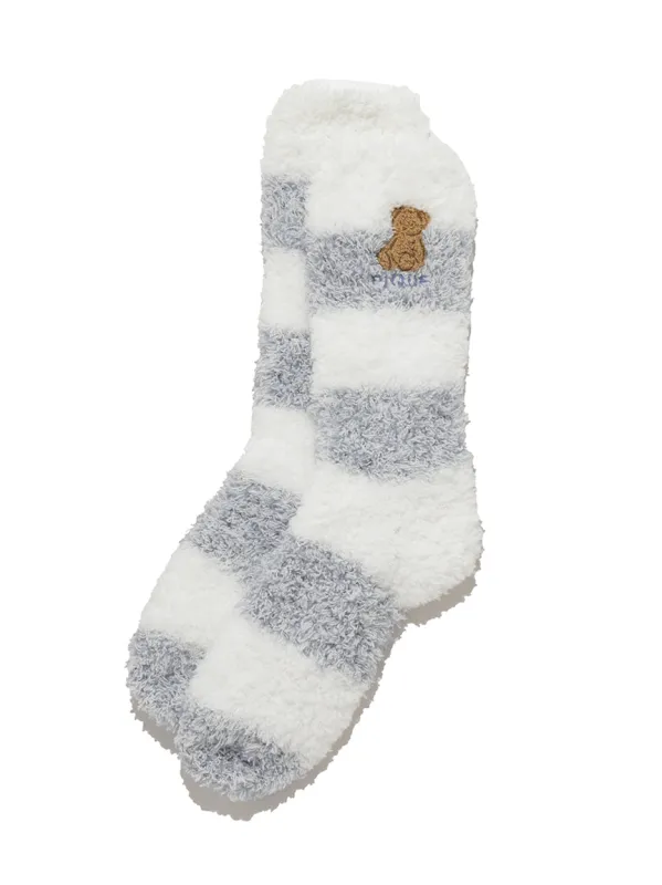 Men's Bear Sagara Melange 2 Border Socks made by Gelato Pique