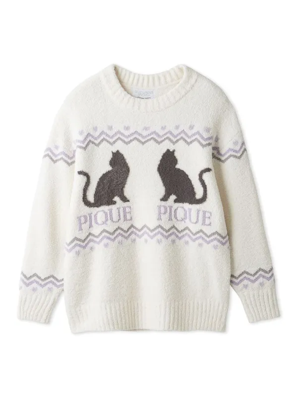 Black Cat Jacquard Pullover sold by Gelato Pique