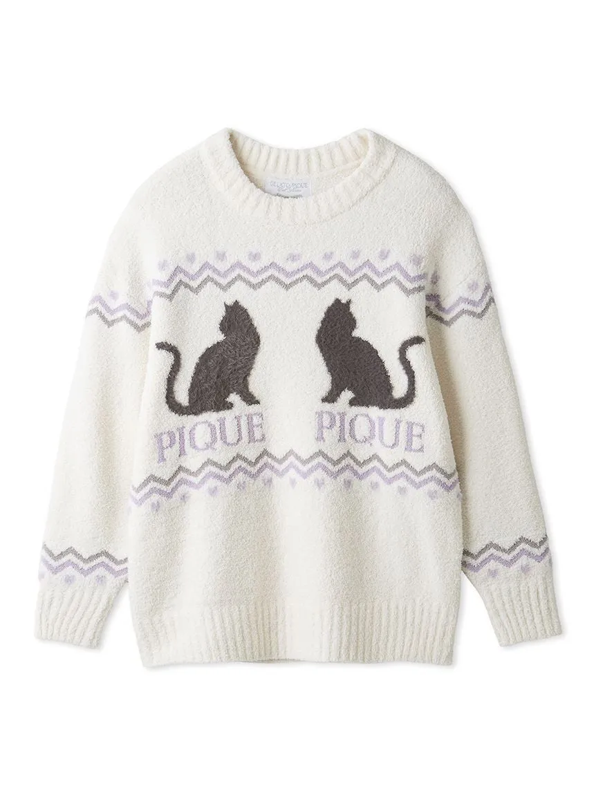 Black Cat Jacquard Pullover sold by Gelato Pique