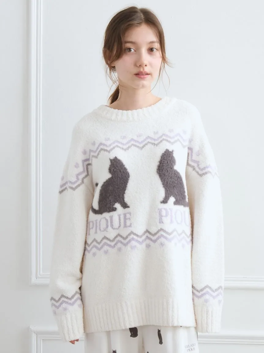 Black Cat Jacquard Pullover sold by Gelato Pique product image thumbnail 4