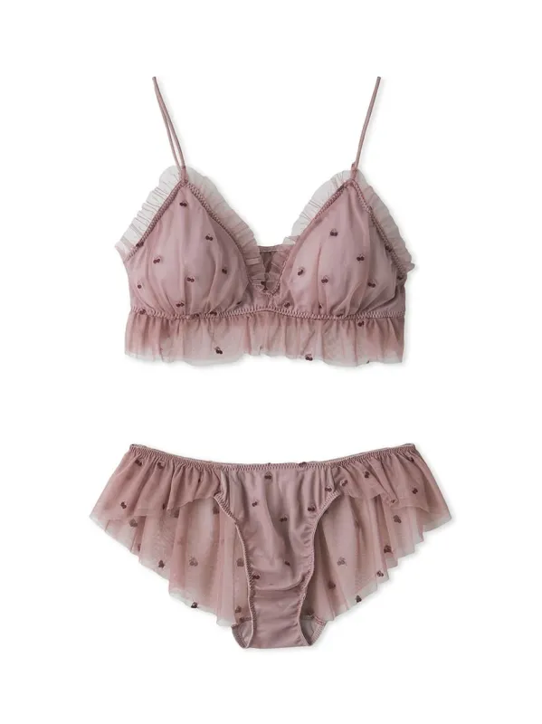 Cherry Tulle Bra & Underwear Set sold by Gelato Pique