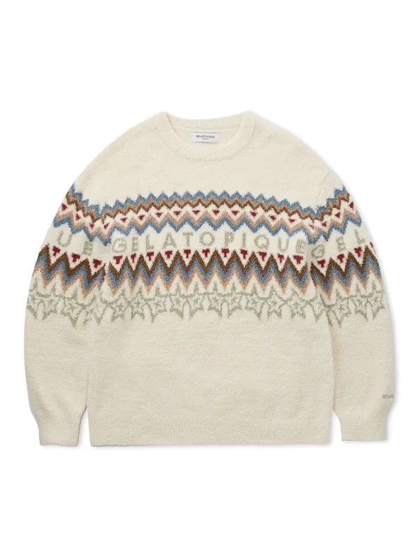 MENS Powder Fair Isle Jacquard Pullover Sweater sold by Gelato Pique