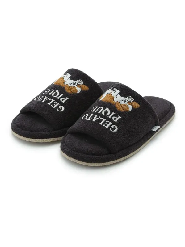 [Mens] Airy Moco Dog Appliqué Room Slippers made by Gelato Pique
