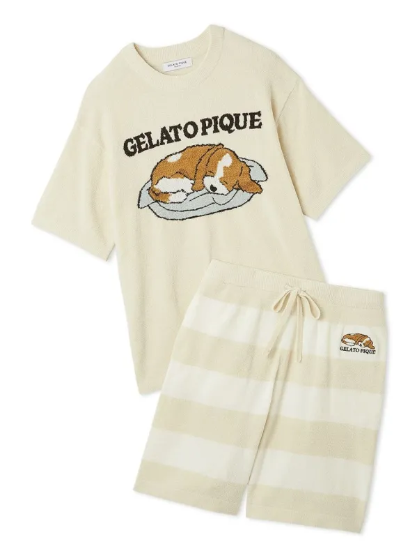 MEN's Airy Moco Dog Jacquard Pullover & Shorts Set made by Gelato Pique