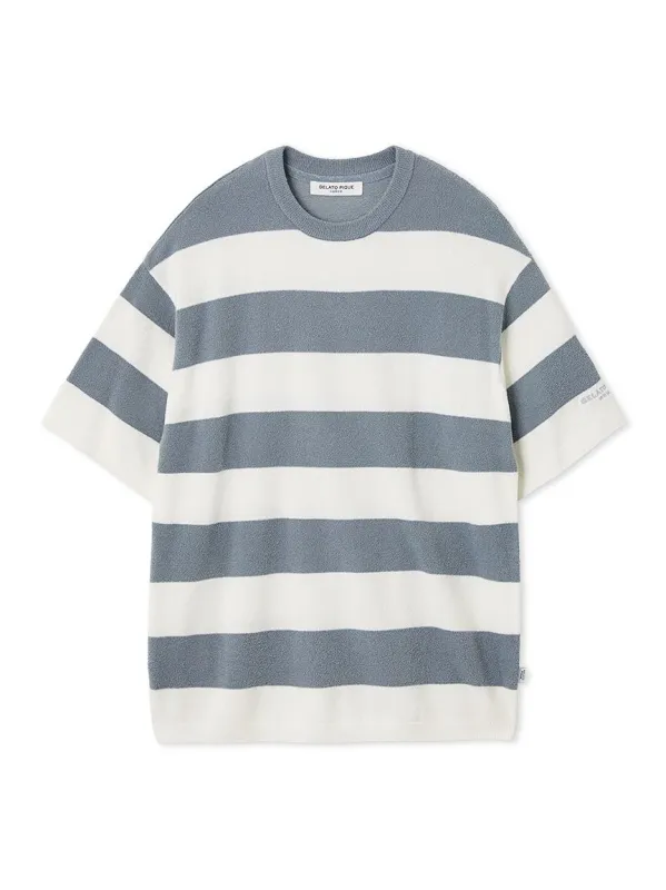 Mens Smoothie Stripe Crew Neck Shirt made by Gelato Pique