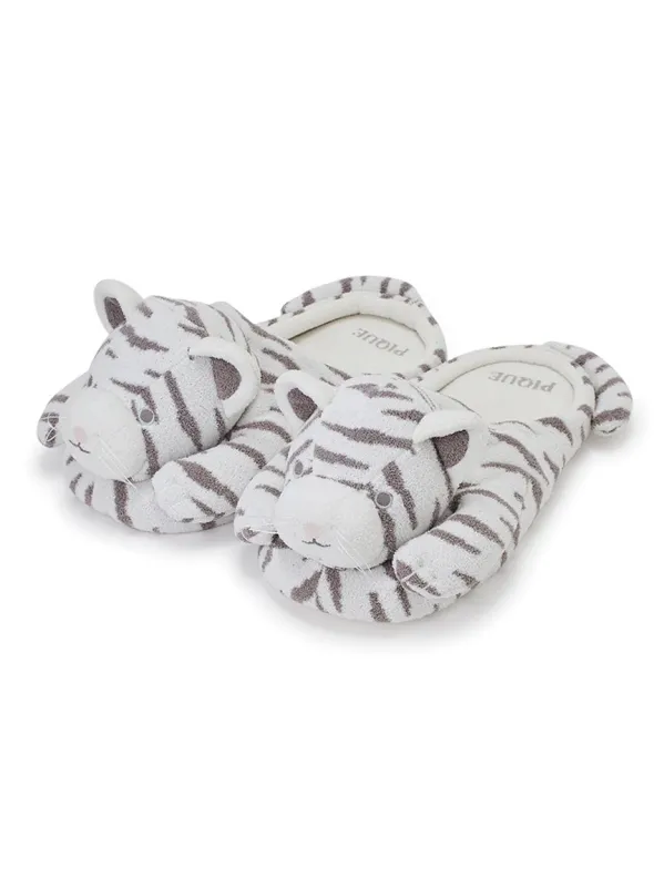 Men's White Tiger House Slippers made by Gelato Pique