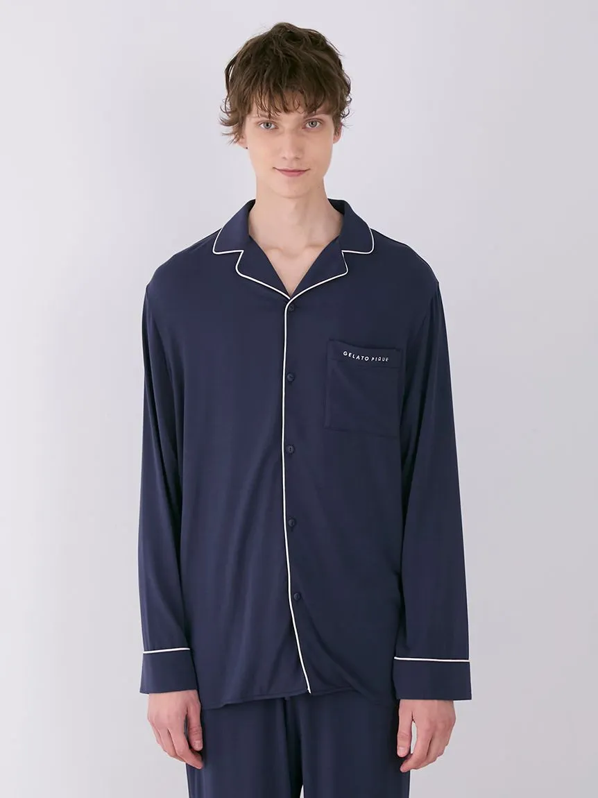 MEN's Rayon Long-Sleeve Sleep Shirt with Piping sold by Gelato Pique