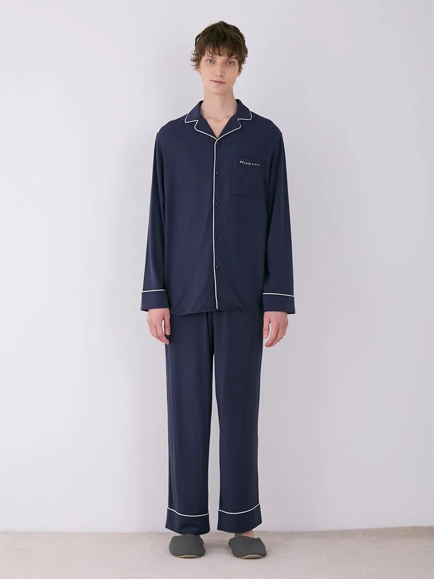 MEN's Rayon Long-Sleeve Sleep Shirt with Piping sold by Gelato Pique product image thumbnail 3