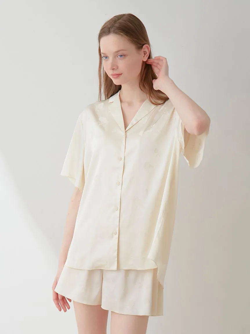 Flower Satin Pajama Sleep Shirt sold by Gelato Pique product image thumbnail 4
