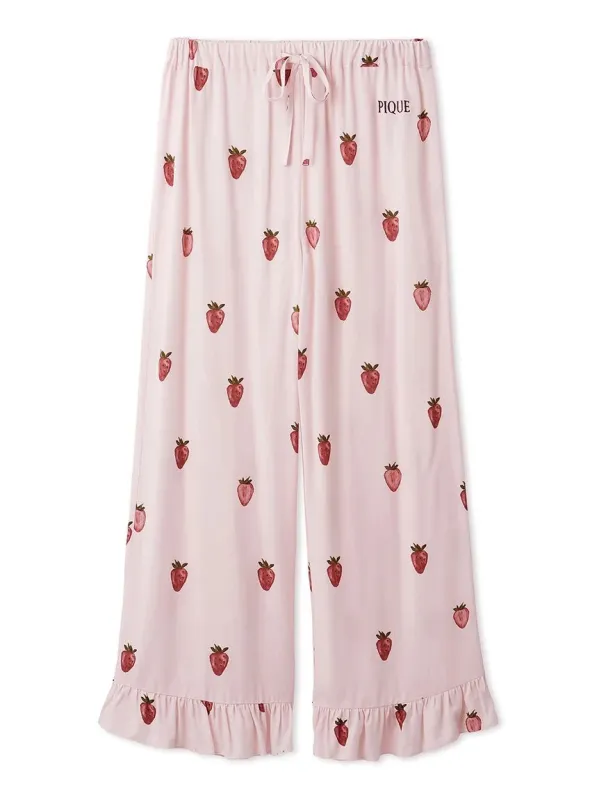 Strawberry Print Twill Long Pants made by Gelato Pique