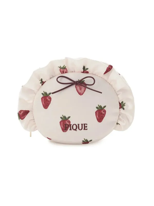 Strawberry Patterned Ruffle Mini Pouch made by Gelato Pique