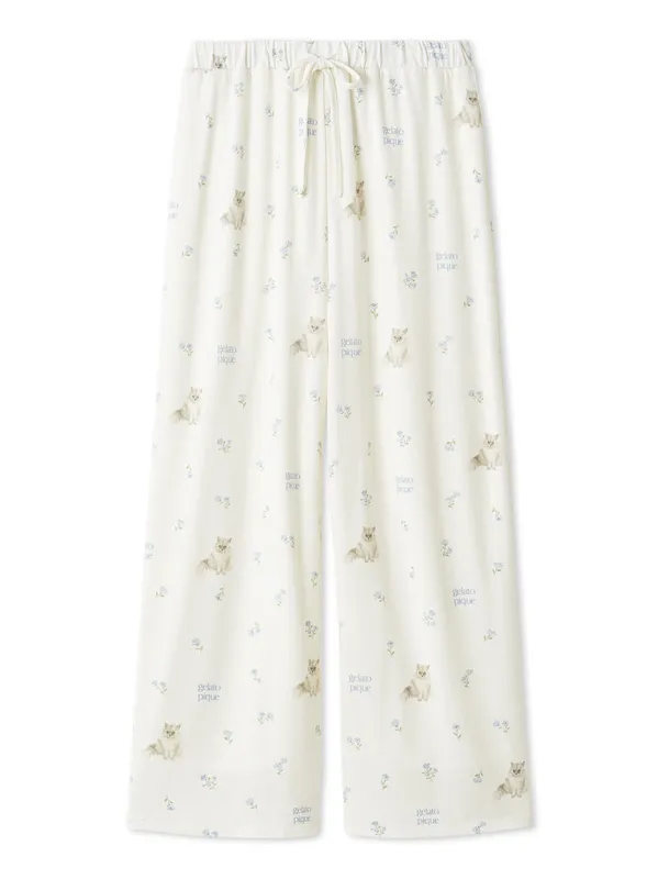 Cat and Flower Long Pants made by Gelato Pique