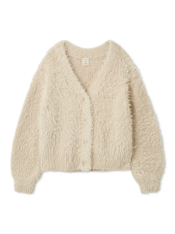 Cat Fur-like Feather Knit Cardigan made by Gelato Pique
