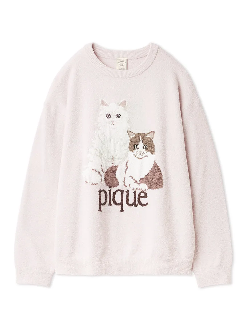 Airy Moco Cat Jacquard Pullover sold by Gelato Pique