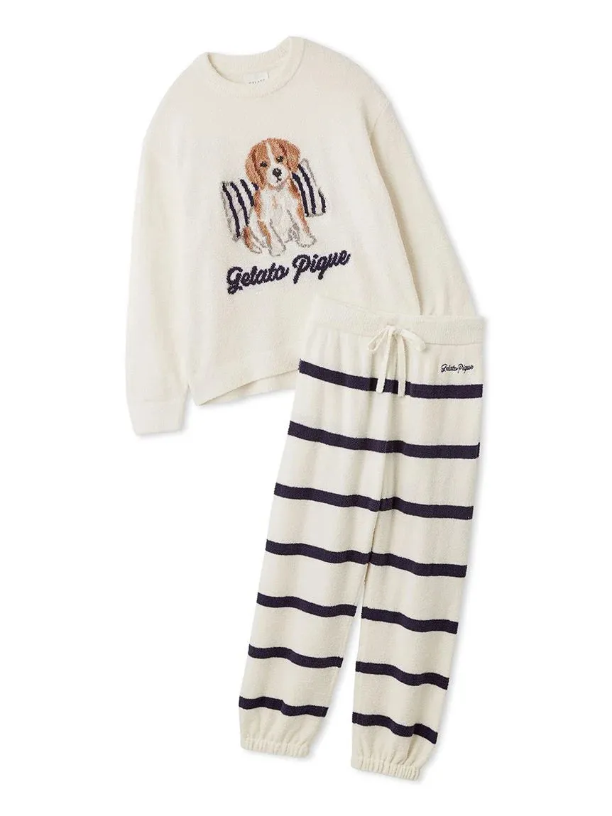 Unisex Airy Moco Playful Dog Jacquard Pullover & Long Pants Set sold by Gelato Pique