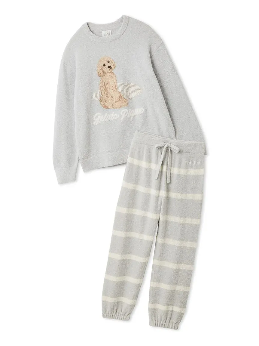 Unisex Airy Moco Playful Dog Jacquard Pullover & Long Pants Set sold by Gelato Pique product image thumbnail 2